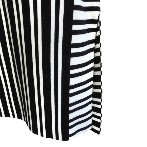 Designer Tanya Taylor Skirt Contrast Stripes ITaLY Stretch Black White L - Picture 6 of 13